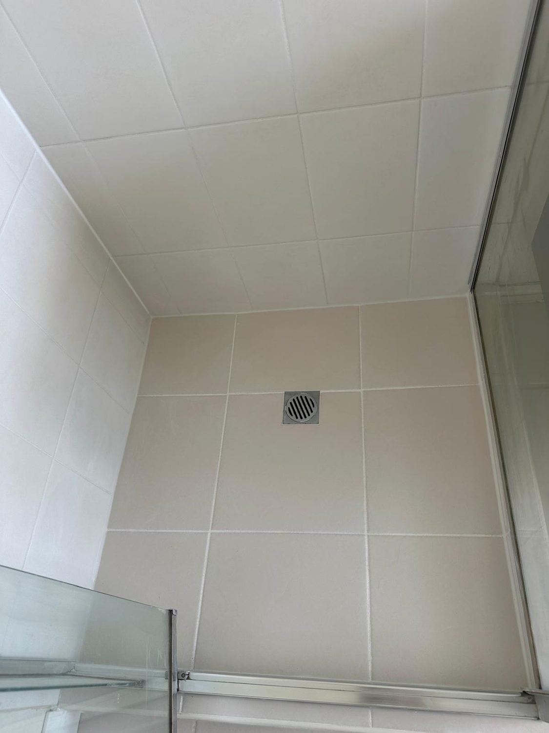 Regrouted shower floor and drain